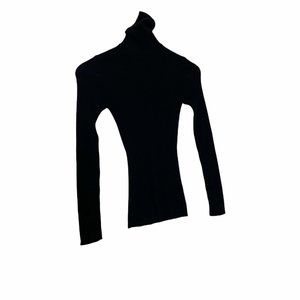 Wolford Turtleneck Sweater Virgin Wool Black Ribbed S